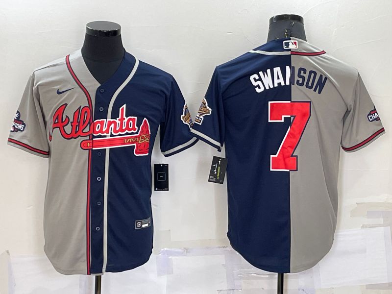 Men Atlanta Braves #7 Swanson blue grey Game Nike 2022 MLB Jersey->atlanta braves->MLB Jersey